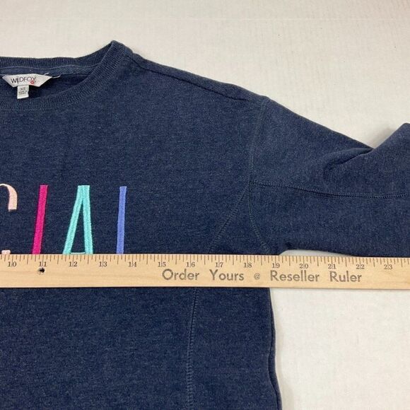 Widlfox Womens Social Sweatshirt Blue Long Sleeve Side Slits Pullover Size XS - Picture 9 of 12